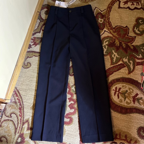 ZARA Size Medium Black Dress Pants Full Length Straight Leg Sewn-Leg-Line NEW - Picture 6 of 16